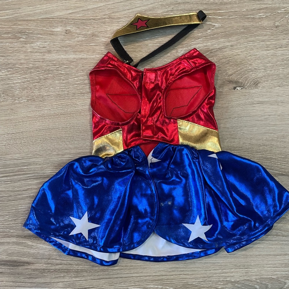 WONDER WOMAN COSTUME FOR SMALL/TOY SIZE DOGS!!! WITH HEADBAND!!! - Picture 2 of 2